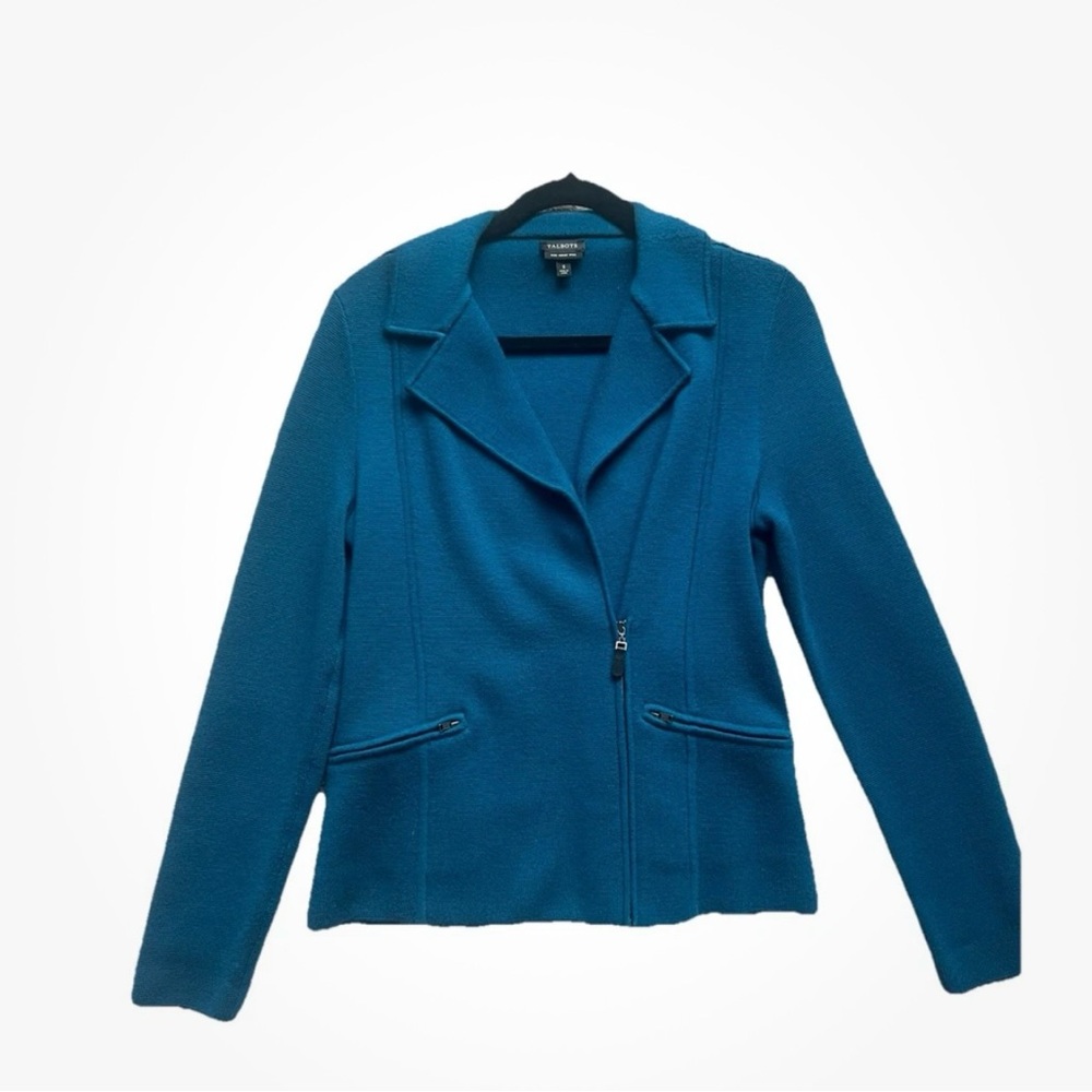 Talbots 100% Merino Wool Blazer Professional Suit Jacket Teal Size Small EUC